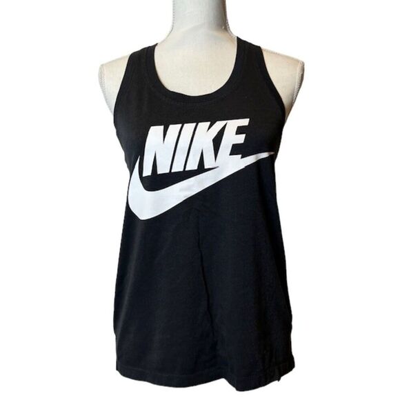 Nike Racer back cotton tank black w/ White Logo Size Small - Picture 1 of 9